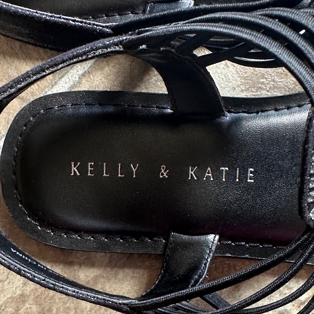 Kelly & Katie Black Sandals with Sparkling Accents - Picture 2 of 5